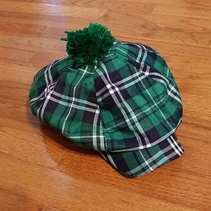 Plaid green golf cap